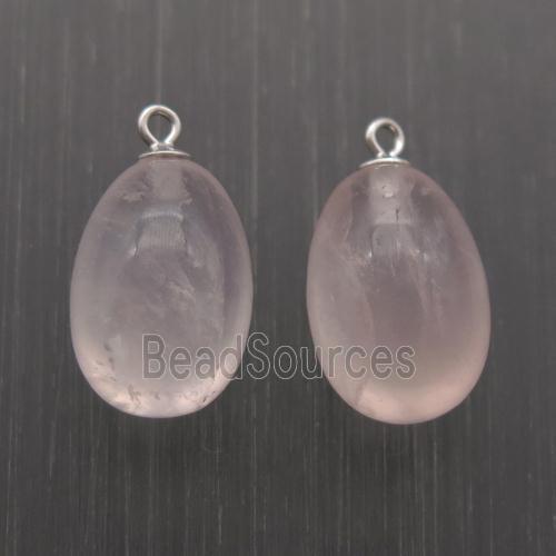 Rose Quartz egg pendant with 925 silver bail