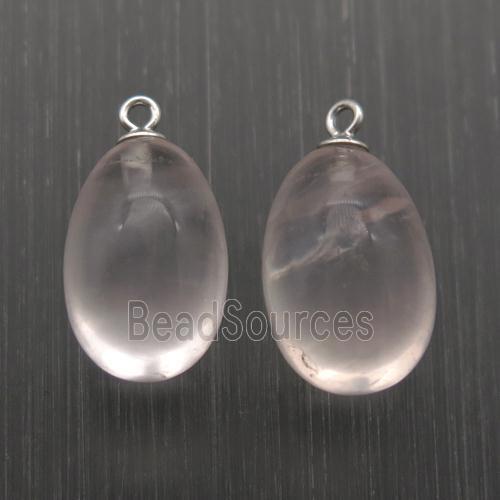 Clear Quartz egg pendant with 925 silver bail