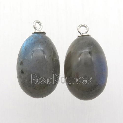 Labradorite egg pendant with 925 silver bail