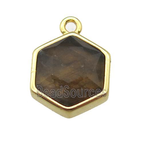 Labradorite hexagon pendant, gold plated