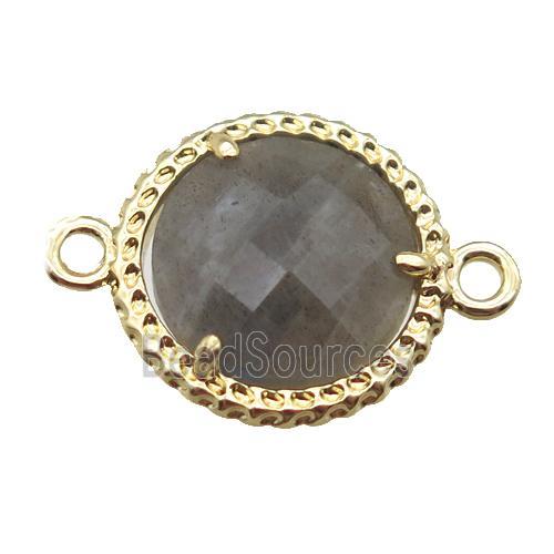 Labradorite circle connector, gold plated