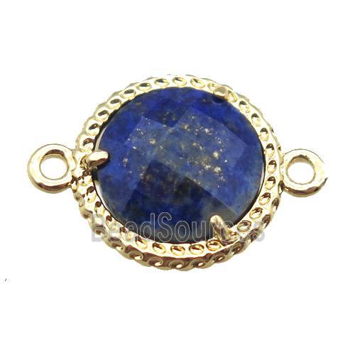 blue Lapis circle connector, gold plated