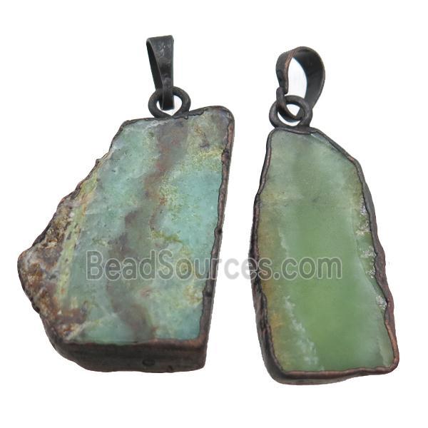 green Australian Chrysoprase slab pendant, antique red