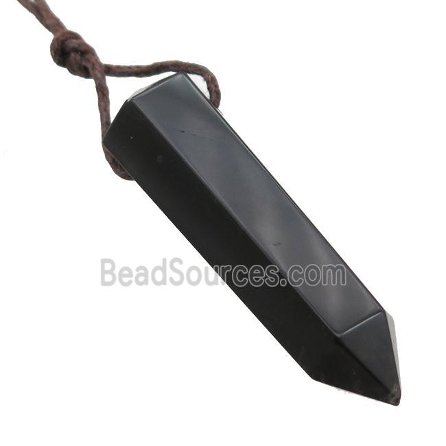 black onyx agate bullet pendant