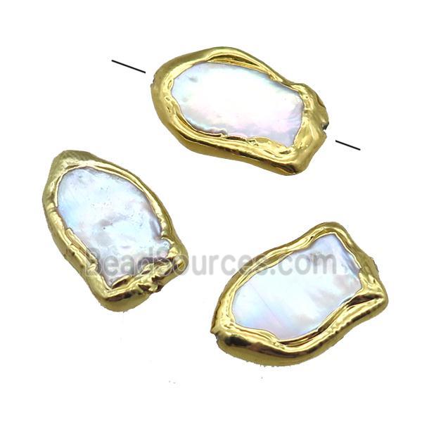 natural pearl beads, fish, gold plated