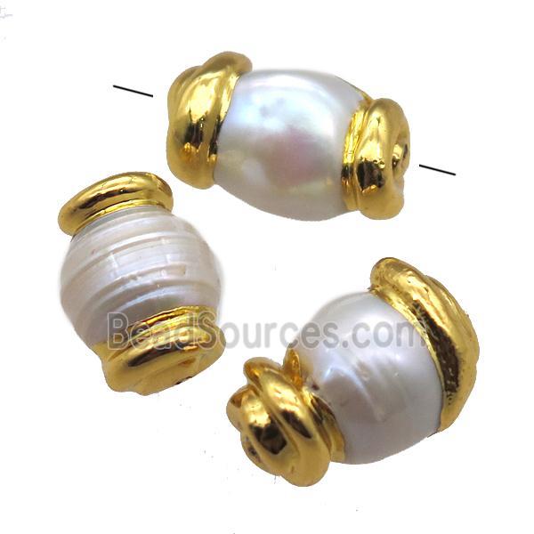 natural pearl beads, freeform, gold plated