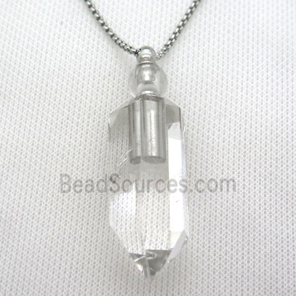 Clear Quartz perfume bottle Necklace