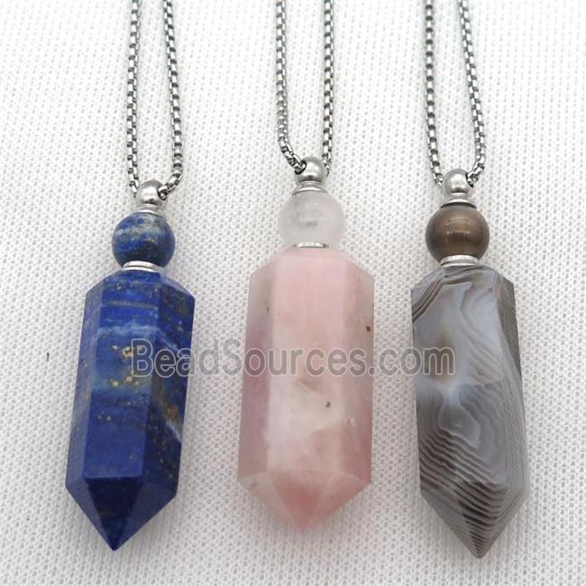 mixed Gemstone perfume bottle Necklace