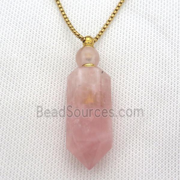 Rose Quartz perfume bottle Necklace