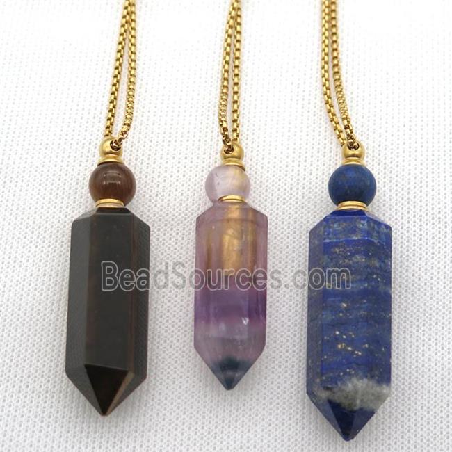 mixed Gemstone perfume bottle Necklace