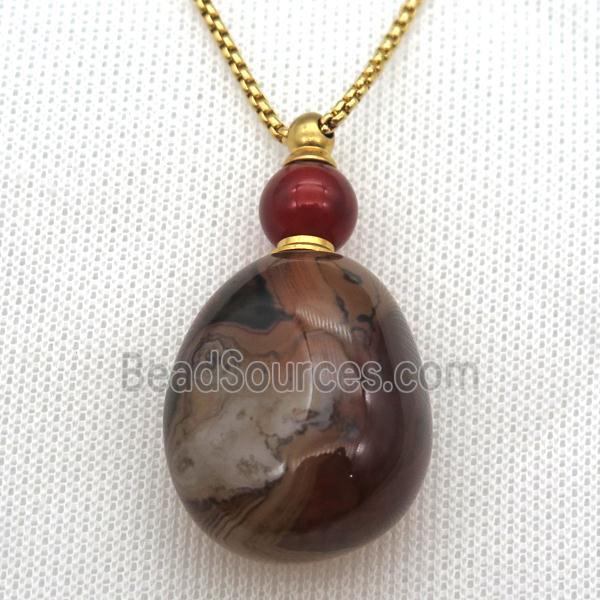 Botswana Agate perfume bottle Necklace