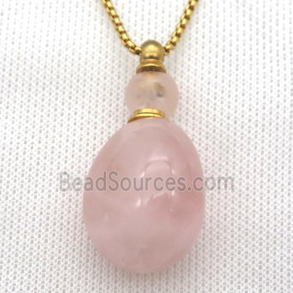 Rose Quartz perfume bottle Necklace