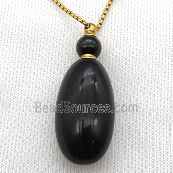 black Onyx Agate perfume bottle Necklace