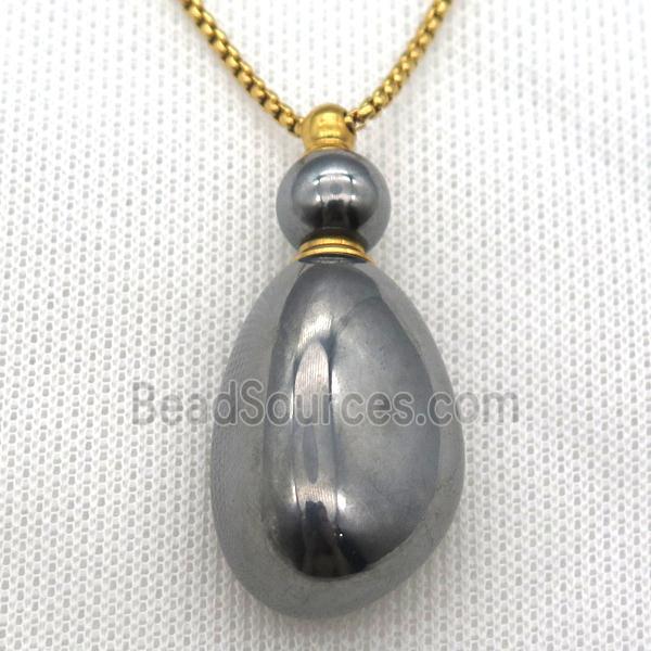 Hematite perfume bottle Necklace