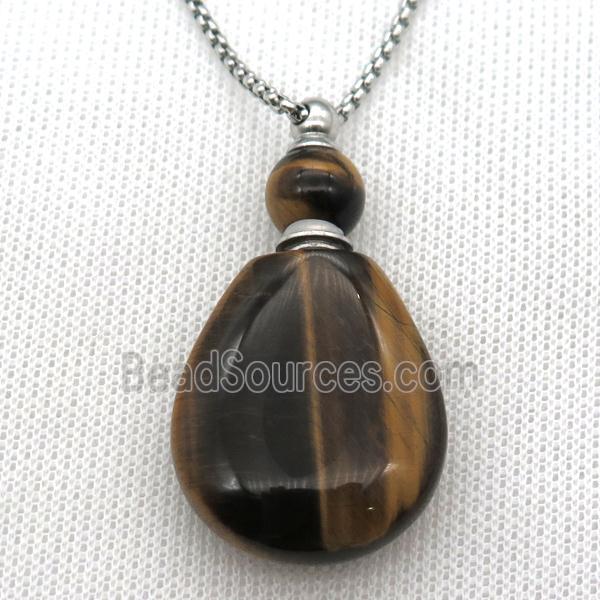 Tiger eye stone perfume bottle Necklace