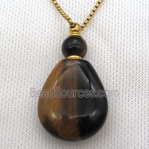 Tiger eye stone perfume bottle Necklace