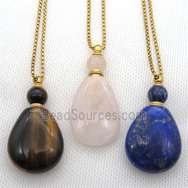 mixed Gemstone perfume bottle Necklace