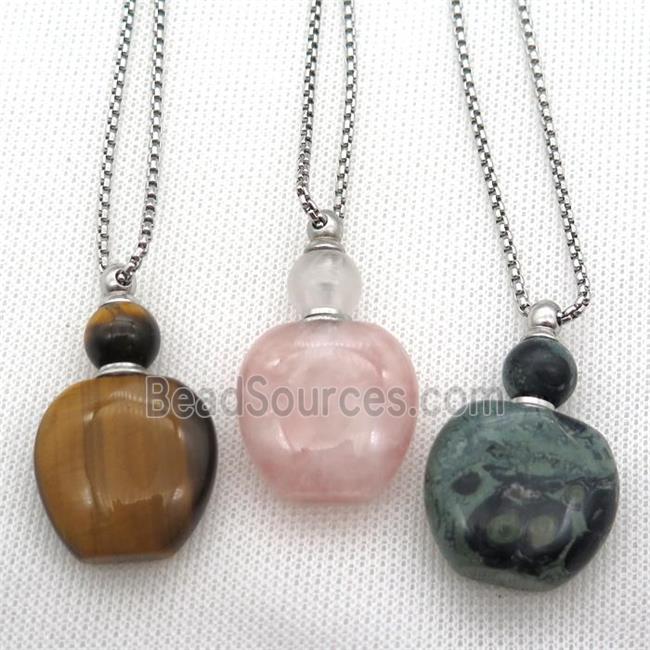 mixed Gemstone perfume bottle Necklace