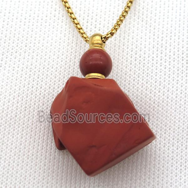 Red Jasper nugget perfume bottle Necklace