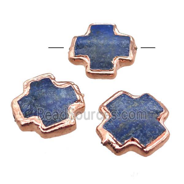 blue Lapis cross beads, rose gold