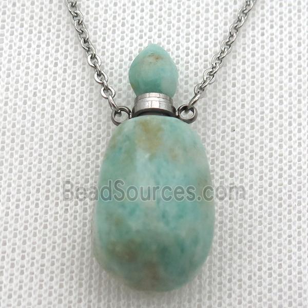 green Russian Amazonite perfume bottle Necklace