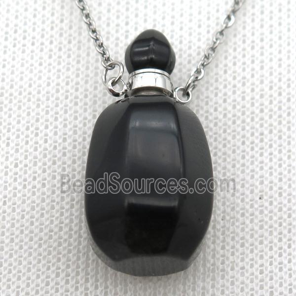 black Onyx Agate perfume bottle Necklace