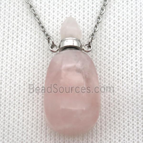 Rose Quartz perfume bottle Necklace