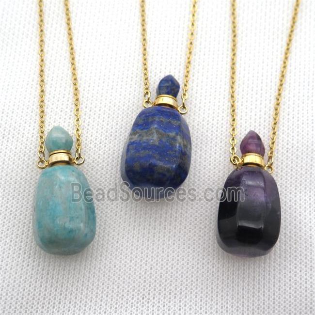 mixed Gemstone perfume bottle Necklace