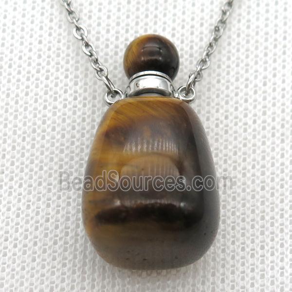 Tiger eye stone perfume bottle Necklace