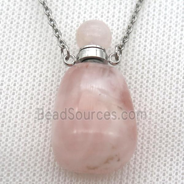 Rose Quartz perfume bottle Necklace