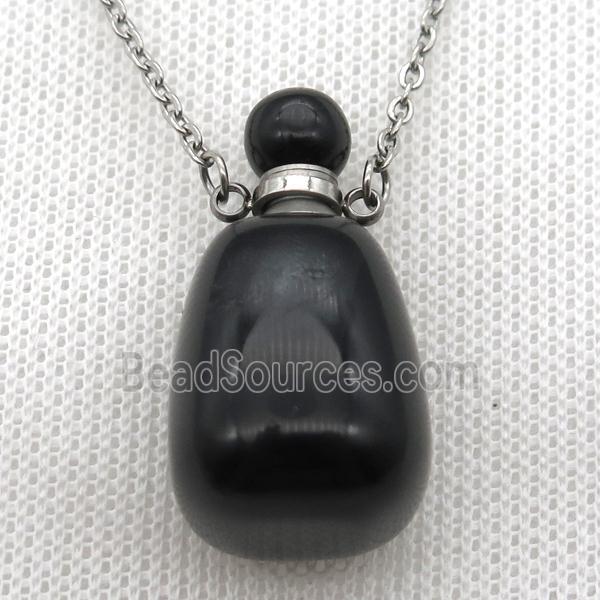 black Onyx Agate perfume bottle Necklace