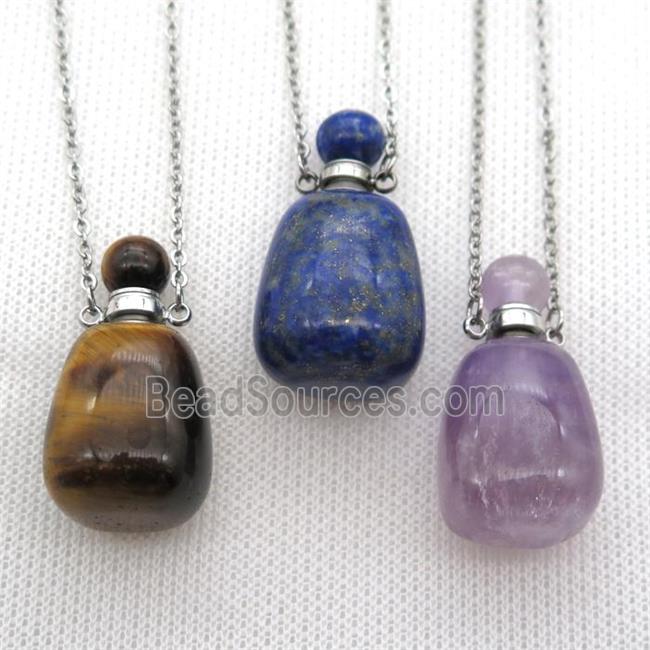 mixed Gemstone perfume bottle Necklace