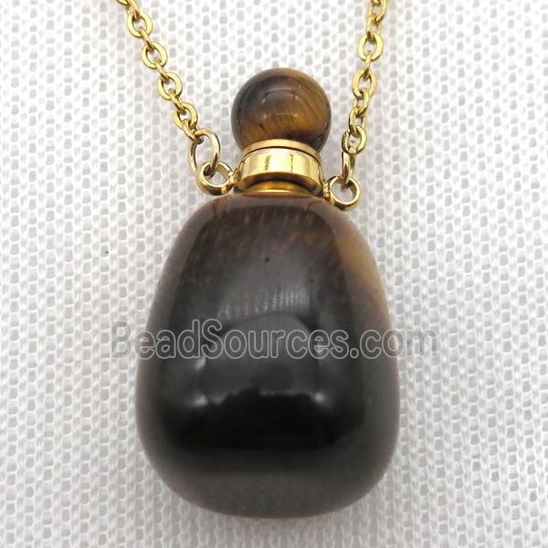 Tiger eye stone perfume bottle Necklace