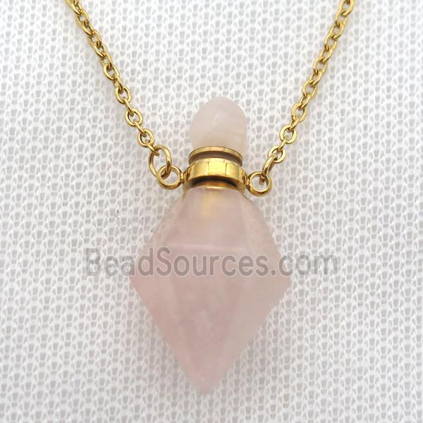 Rose Quartz perfume bottle Necklace