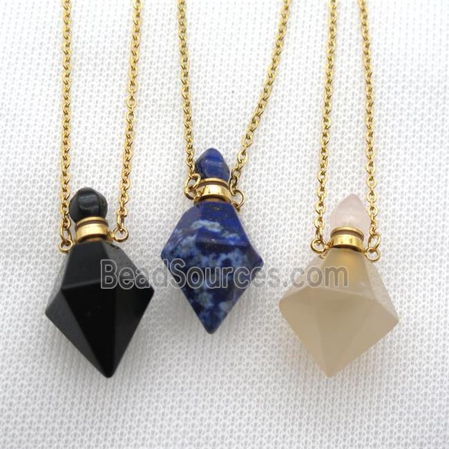 mixed Gemstone perfume bottle Necklace