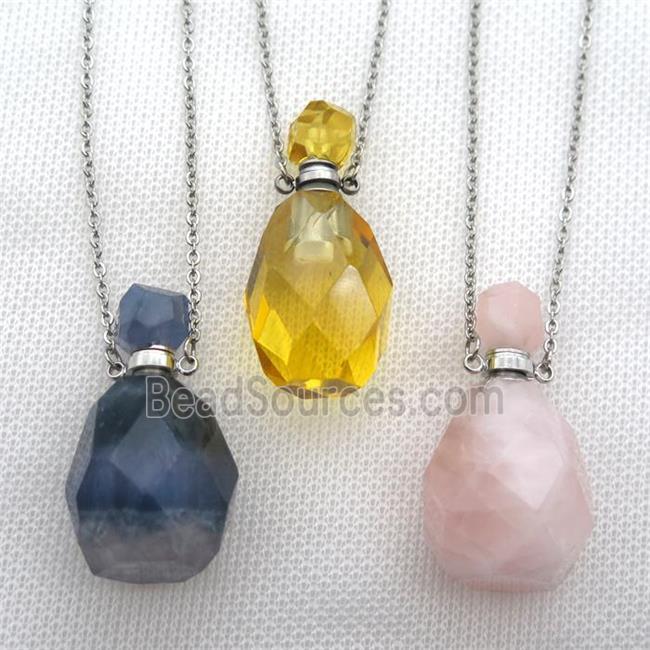 mixed Gemstone perfume bottle Necklace