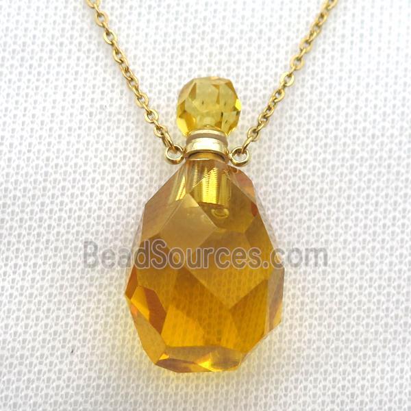 yellow Citrine Gemstone perfume bottle Necklace