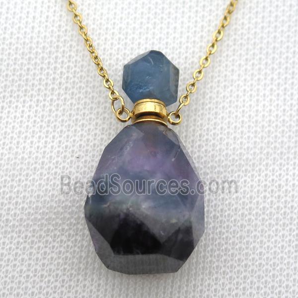 Fluorite Gemstone perfume bottle Necklace