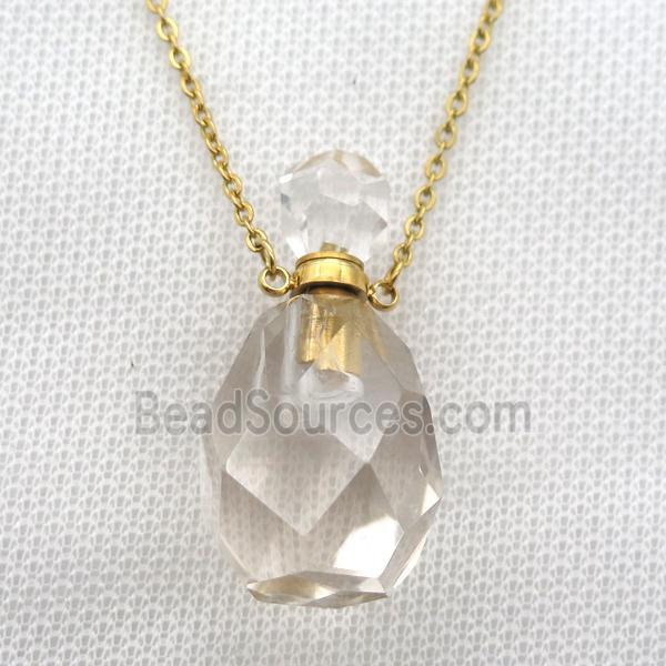 Clear Quartz perfume bottle Necklace