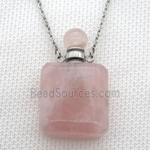 Rose Quartz perfume bottle Necklace