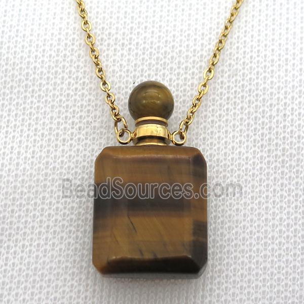 Tiger eye stone perfume bottle Necklace