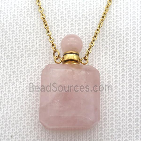 Rose Quartz perfume bottle Necklace