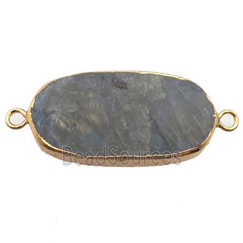 Labradorite oval connector, gold plated