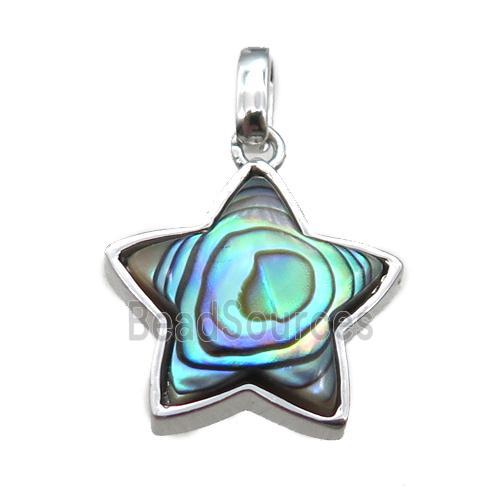 Abalone Shell star pendant, platinum plated