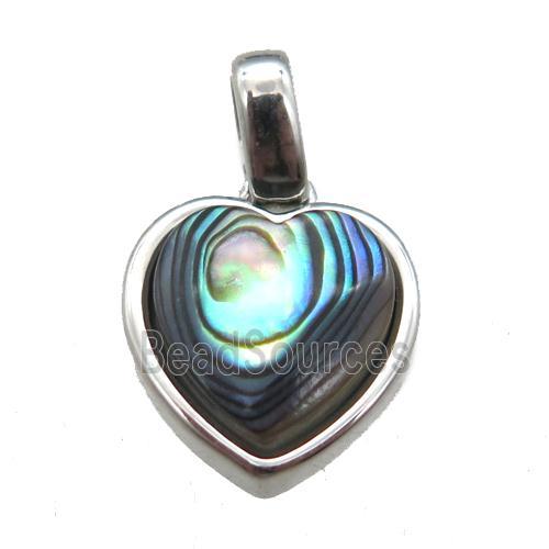 Abalone Shell heart pendant, platinum plated