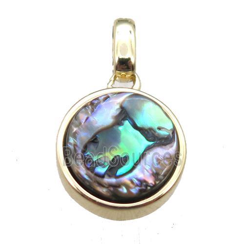 Abalone Shell circle pendant, gold plated