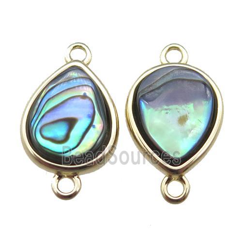 Abalone Shell teardrop connector, gold plated