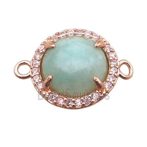 green amazonite circle connector, gold plated