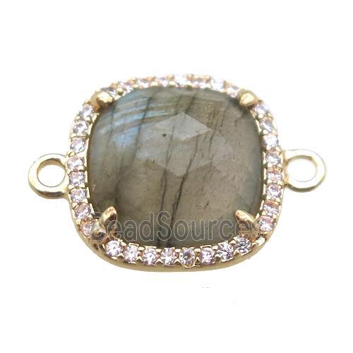 Labradorite square connector, gold plated