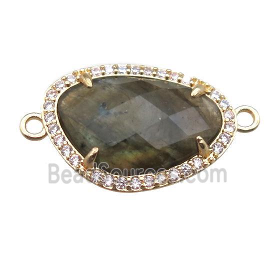 Labradorite connector, gold plated